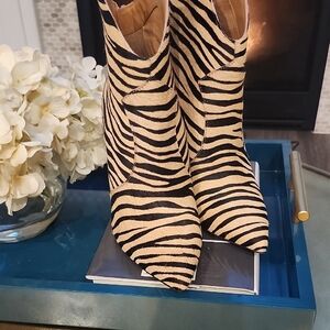 Jessica Simpson Black and Cream Zebra Ankle Boots